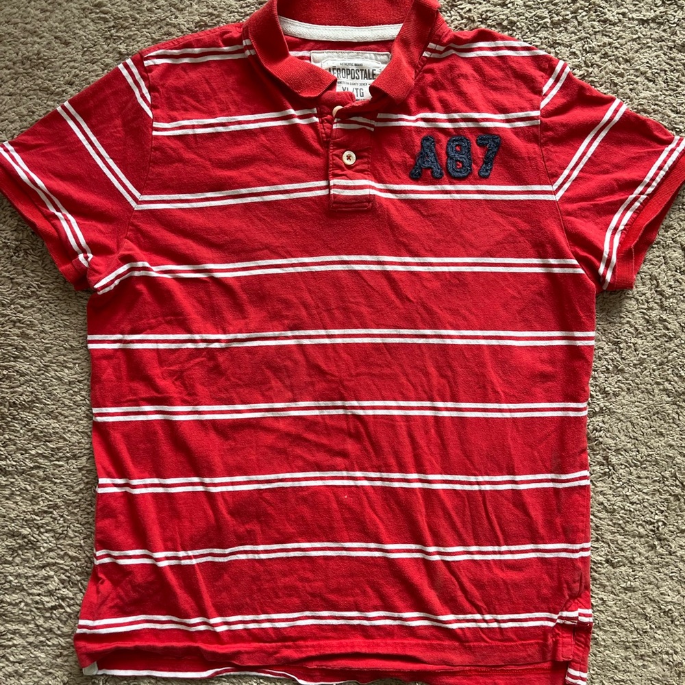 Aeropostale Red Striped Kids Polo Shirt